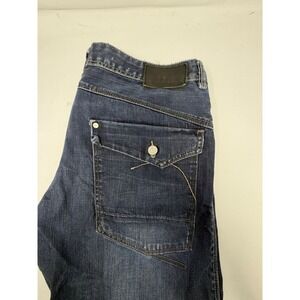 Bragg Relaxed Straight Jeans Mens 38x31 Dark Wash Blue Denim Flap Pocket